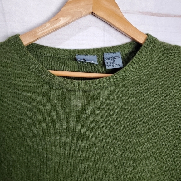 Vintage 90s Liz Wear Lambs Wool Green Pullover Long Sleeve Sweater Size Large - Picture 5 of 9